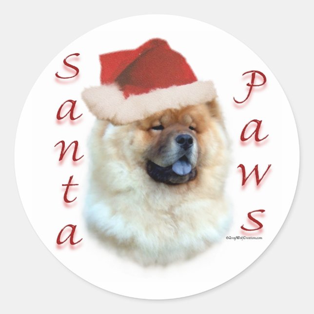 Sticker Rond Chow Chow Père Noël Paws (Devant)
