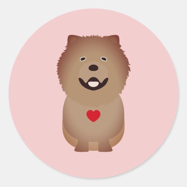 Sticker Rond Chow Chow Saint-Valentin, la Saint-Valentin (Devant)