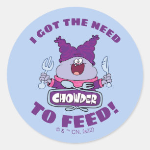 Sticker Rond Chowder With Fork and Knife