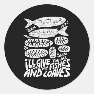 Sticker Rond Chrétien 2 Poissons 5 Breads 5000 Contre _1 