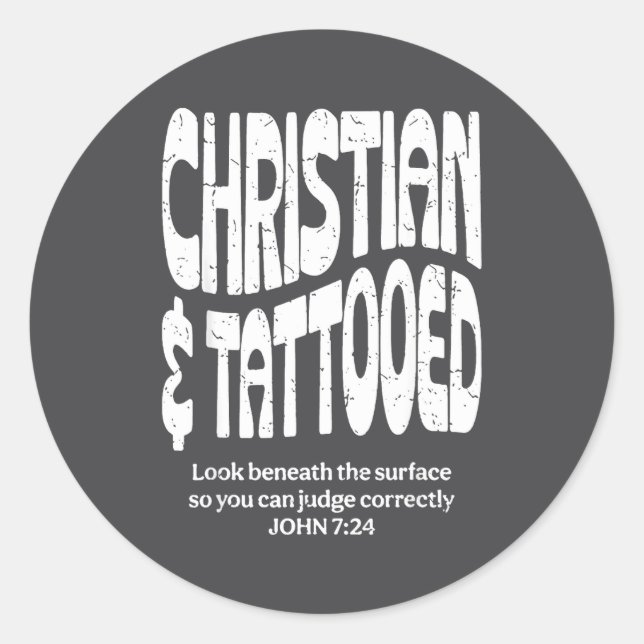 Sticker Rond Chrétien Et Tatoué  (Devant)