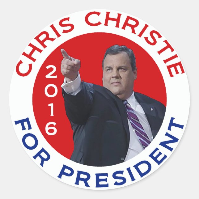 Sticker Rond Chris Christie Pour Président 2016 (Devant)