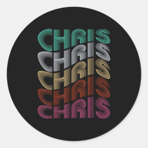 Sticker Rond Chris D groovy Nom J'aime Chris Mème 70,80's