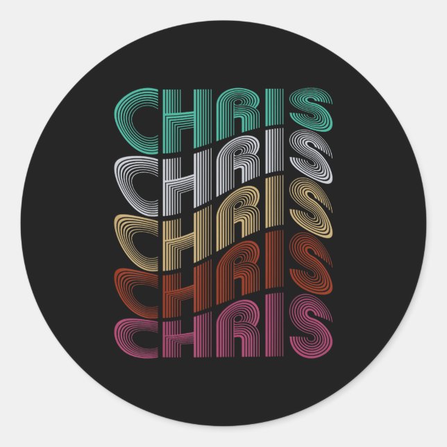 Sticker Rond Chris D groovy Nom J'aime Chris Mème 70,80's  (Devant)