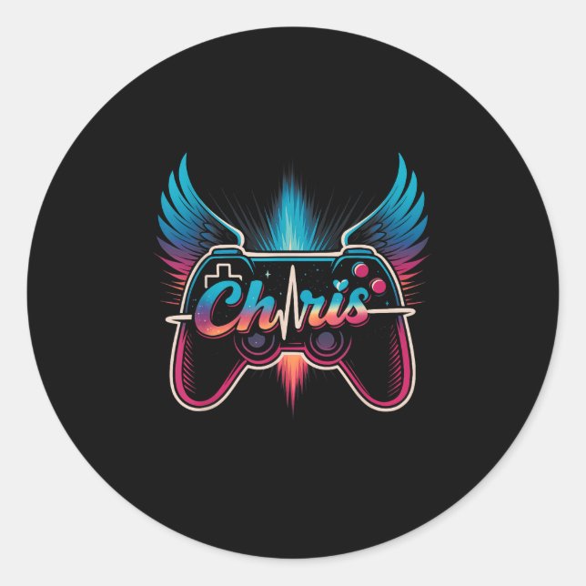 Sticker Rond Chris Groovy Prénom D Chris Contrôle Jeu Mème  (Devant)