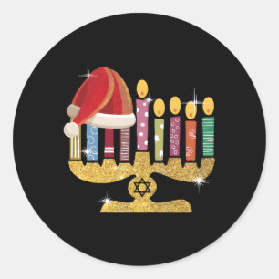 Sticker Rond Chrismukkah Hannukah Père Noël