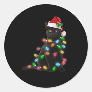 Sticker Rond christ amoureux des chats noir noël léger drôle