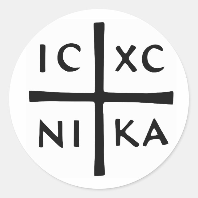 Sticker Rond Christ Conquérant — IC-XC NI-KA (Devant)