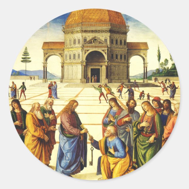 Sticker Rond Christ Donner les clés à saint Pierre (Devant)