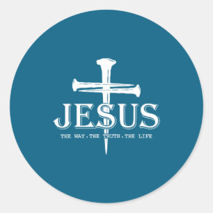 Sticker Rond Christ Jésus Le Chemin. La Vérité. La Vie Bénie 