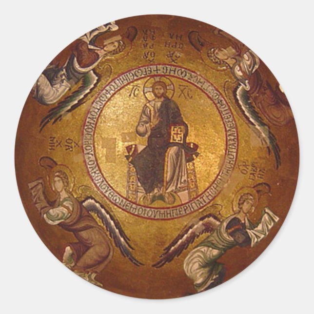 Sticker Rond Christ le Pantakrator Christian Religion Icon (Devant)