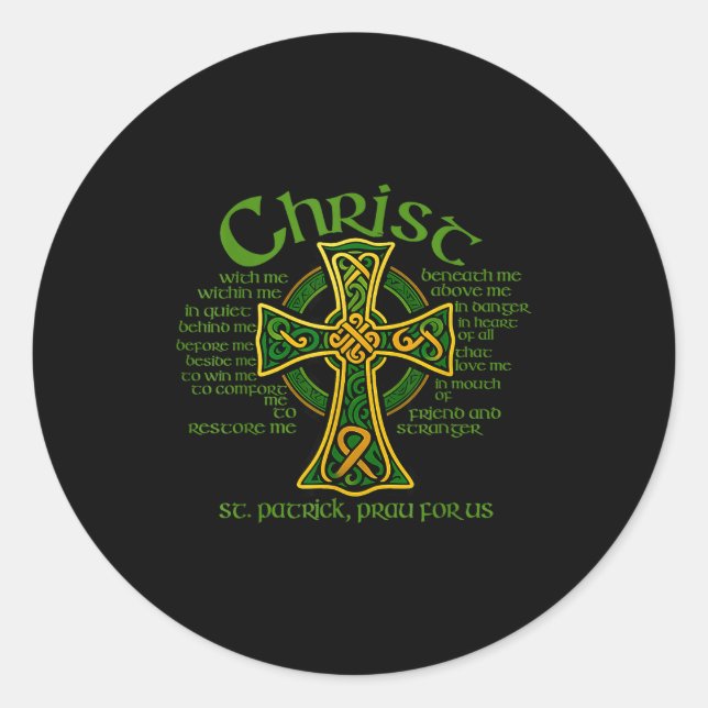 Sticker Rond Christ With Me Celtic Cross St. Patrick Breastplat (Devant)