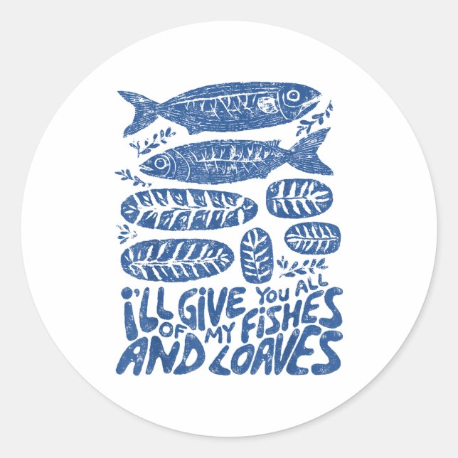 Sticker Rond Christian 2 Fishes 5 Breads 5000 Against  (Devant)