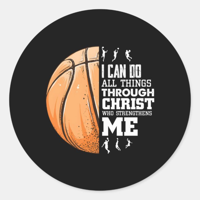 Sticker Rond Christian Basketball Je peux faire toutes les chos (Devant)