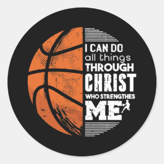 Sticker Rond Christian Basketball Love All Things I Can Do
