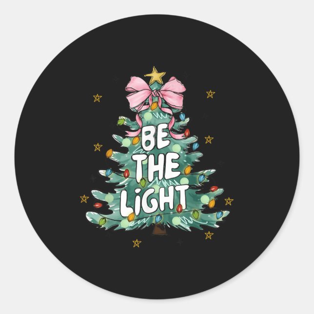 Sticker Rond Christian Be The Light Christmas Tree Bible Verse (Devant)