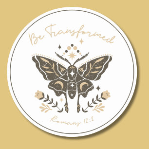 Sticker Rond Christian Be Transformé Boho Butterfly Custom