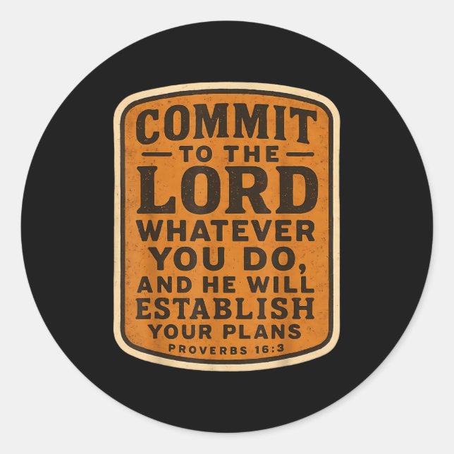 Sticker Rond Christian Bible Commit To The Lord Whatever You Do (Devant)