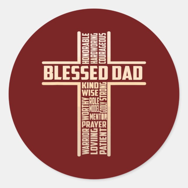 Sticker Rond Christian Blessed Papa Fête des pères croisée (Devant)