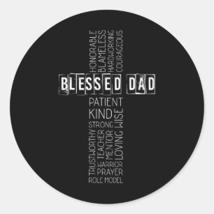 Sticker Rond Christian Blessed Papa Fête des pères croisée