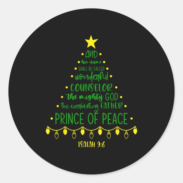 Sticker Rond Christian Christmas Jesus Bible Names Xmas Tree Sh (Devant)