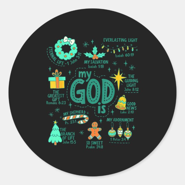Sticker Rond Christian Christmas My God Is Jesus Is The Reason  (Devant)
