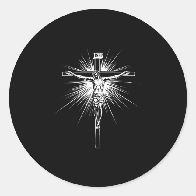 Sticker Rond Christian Cross Jesus Christ Men Women Christians  (Devant)