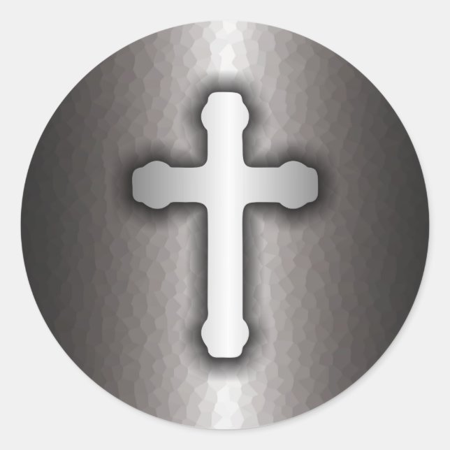 Sticker Rond Christian Cross (Steel) (Devant)