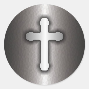 Sticker Rond Christian Cross (Steel)