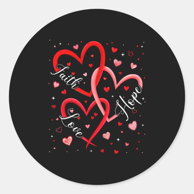 Sticker Rond Christian Faith Hope Love Hearts Religious Valenti (Devant)