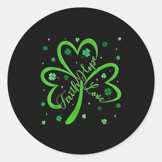 Sticker Rond Christian faith hope love shamrock religious st (Devant)