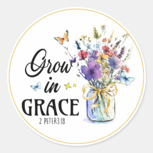 Sticker Rond Christian Grow en grâce 2Pierre 3 : 18
