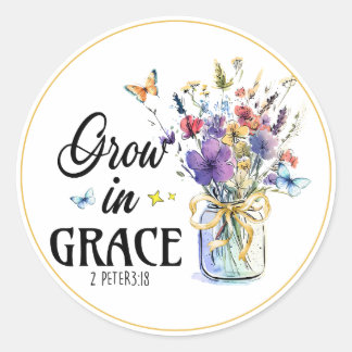 Sticker Rond Christian Grow en grâce 2Pierre 3 : 18