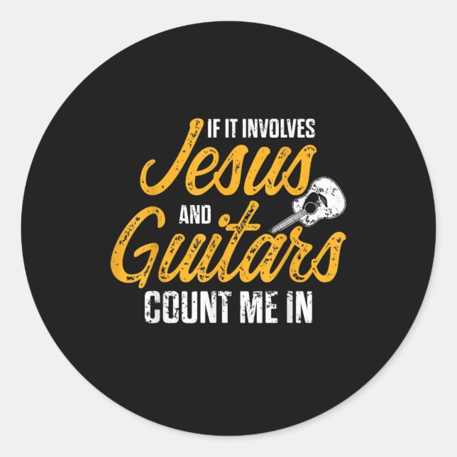 Sticker Rond Christian Guitarist Jesus Church Worship Guitar (Devant)