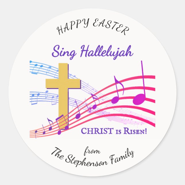 Sticker Rond Christian HALLELUJAH CHRIST IS RISEN Easter (Devant)