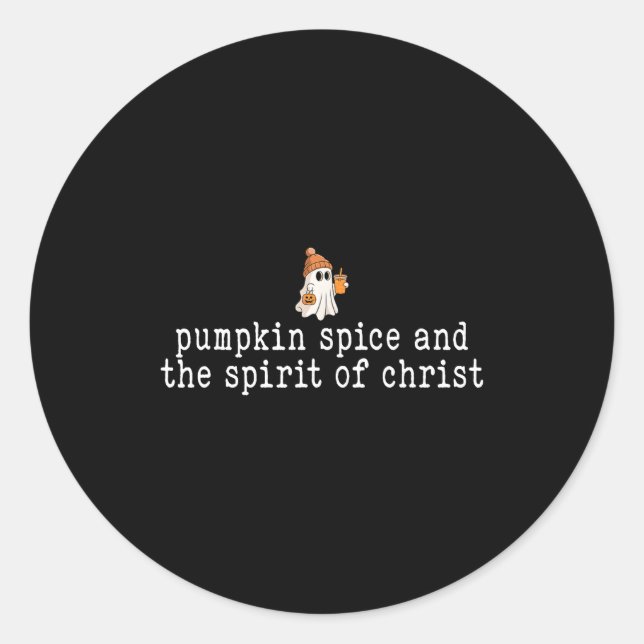 Sticker Rond Christian Halloween Cute Ghost Pumpkin Sce Faith  (Devant)