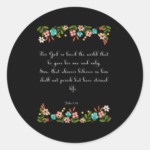 Sticker Rond Christian Inspirational Art - Jean 3:16