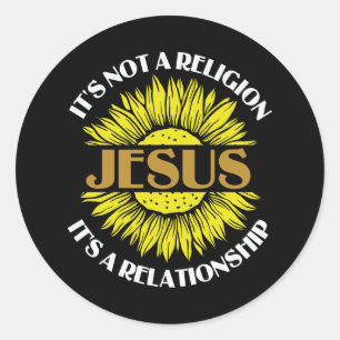 Sticker Rond Christian N'Est Pas Une Religion Jésus Tournesol