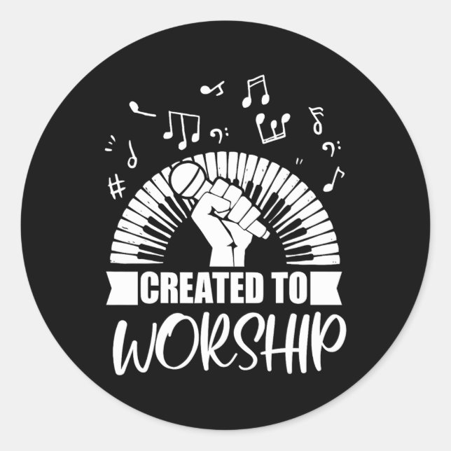 Sticker Rond Christian Piano Player Créé Pour Adorer Don Pour (Devant)