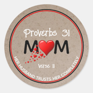 Sticker Rond Christian PROV 31 MOM Coeur rouge Fête des mères K