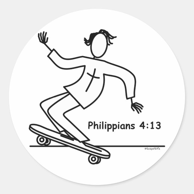 Sticker Rond Christian Skateboard (Devant)