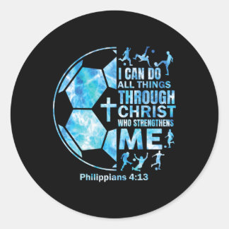 Sticker Rond Christian Soccer Faith Religious Women Kids Christ