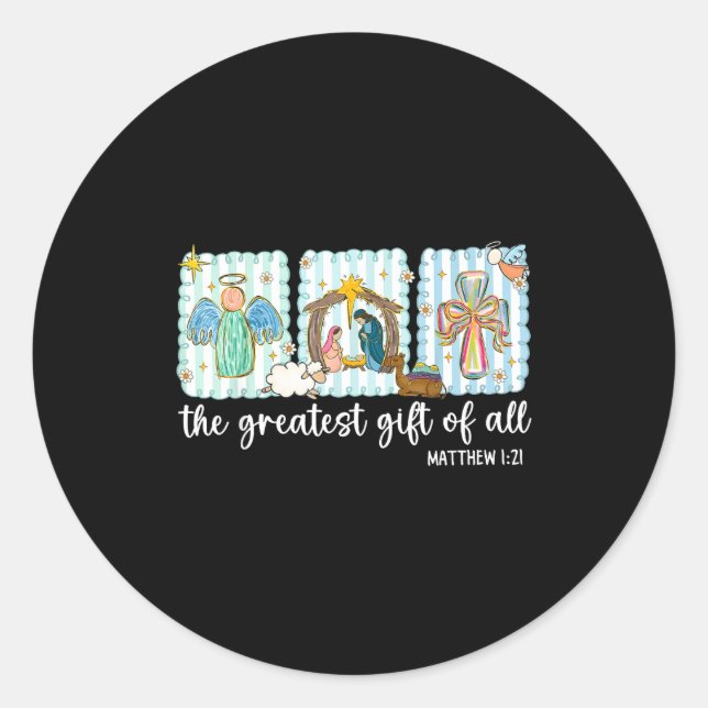 Sticker Rond Christian The Greatest Gift For All Christmas Nati (Devant)