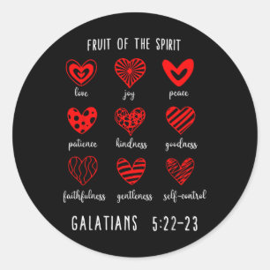Sticker Rond Christian Valentines Fruit De L'Esprit Bible Ver