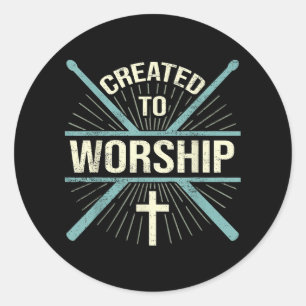 Sticker Rond Christian Worship Band Créé Pour Adorer Drummer