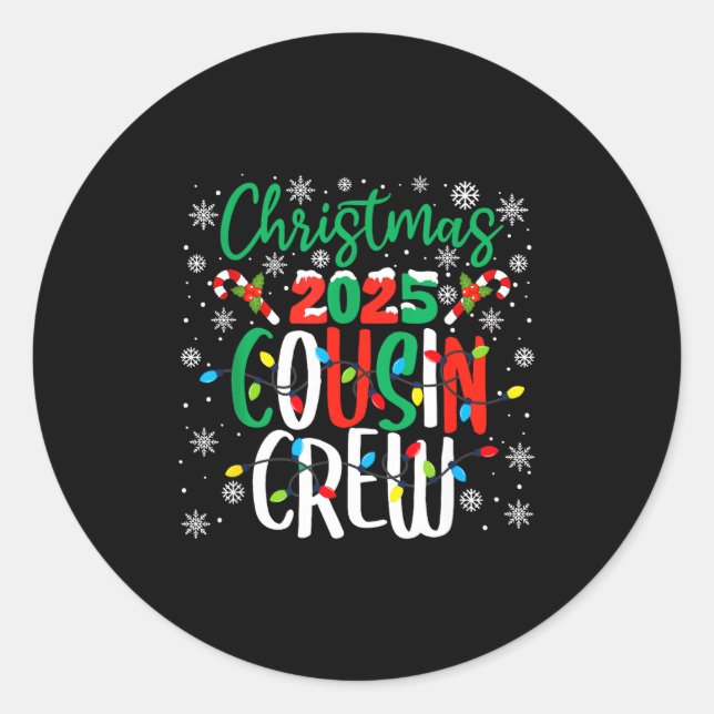 Sticker Rond Christmas 2025 Cousin Crew Xmas Matching Family Gr (Devant)