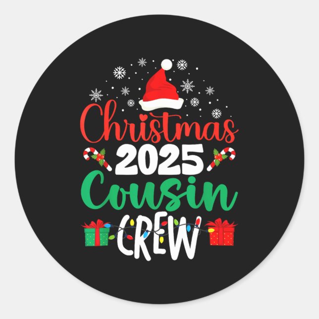Sticker Rond Christmas 2025 Cousin Crew Xmas Matching Family Gr (Devant)