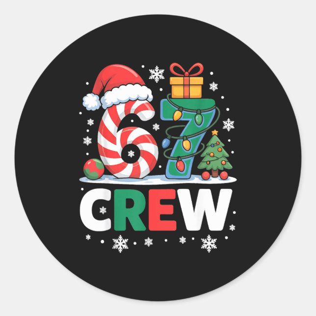 Sticker Rond Christmas 67 Crew Brainrot Candy Cane Lights  (Devant)