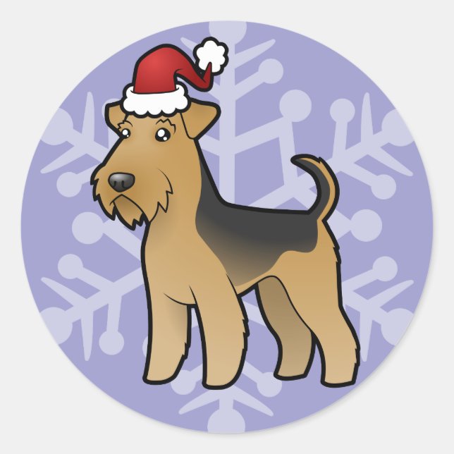 Sticker Rond Christmas Airedale Terrier / Welsh Terrier (Devant)