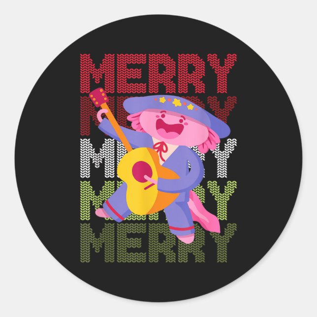 Sticker Rond Christmas Axolotl Ugly Sweater Funny Christmas Sno (Devant)